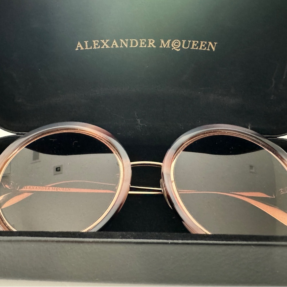 Alexander McQueen Rose Gold Round Sunglasses